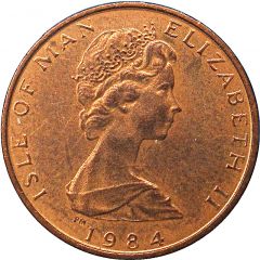 1/2 Penny - Elizabeth II Fuchsia flower on shield
