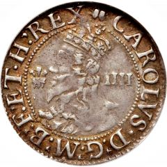 1 Groat - Charles I Aberystwyth mint, crown breaks circle