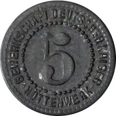 5 Pfennigs - Hamborn Gewerkschaft Deutscher Kaiser Hüttenwerk