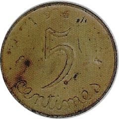 5 centime Epi Epreuve uniface de revers en argent