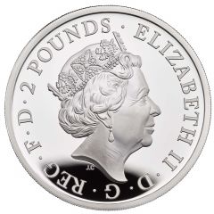 2 Pounds - Elizabeth II 5th portrait, 1 oz Fine Silver