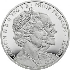 5 Pounds - Elizabeth II Platinum Wedding, Silver Piedfort