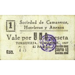 1 Peseta Torrevieja, Sociedad de Camareros, Hoteleros y Anexos