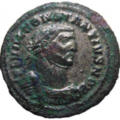 Nummus - Constantius I as Caesar Cuirassed, GENIO POPVLI ROMANI, LON, Londinium