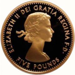 5 Pounds - Elizabeth II 1st portrait, Coronation Jubilee, Gold Proof