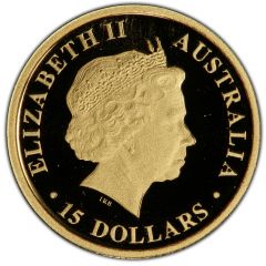 15 Dollars - Elizabeth II 4th Portrait - Kangaroo - Gold Proof