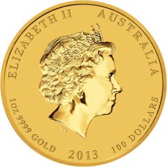 100 Dollars - Elizabeth II 4th Portrait - Year of the Snake - Gold Bullion Coin
