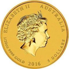 5 Dollars - Elizabeth II 4th Portrait - Year of the Monkey - Gold Bullion Coin
