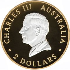 2 Dollars - Charles III 1st Portrait - Kangaroo, Silver Gilded