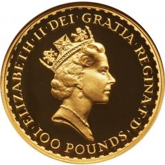 100 Pounds - Elizabeth II 3rd portrait, 1 oz Fine Gold