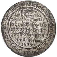 1 Thaler - John Ernest Death of Eleonora Dorothea, Widow of William IV