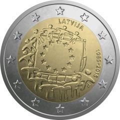 2 Euros 30 Years of European Union Flag