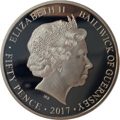 50 Pence - Elizabeth II Platinum Wedding - 10th Anniversary Portrait 1957