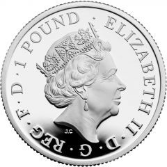 1 Pound - Elizabeth II 5th portrait, 1/2 oz Fine Silver