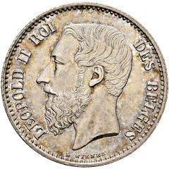 1 Franc - Léopold II French text