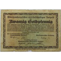 20 Goldpfennig Württembergisches wertbeständiges Notgeld - Württembergische Girozentrale