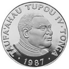 10 Pa`anga - Taufa’ahau Tupou IV Sailboat with national flags