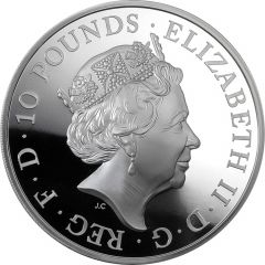 10 Pounds - Elizabeth II 5th portrait, 5 oz Fine Silver