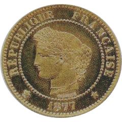 2 centimes Cérès Epreuve en or