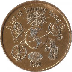 Mardi Gras Token - Krewe of Mid-City A Lot of Spinning Going On, golden, New Orleans, Louisiana