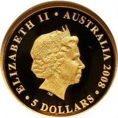 5 Dollars - Elizabeth II 4th Portrait - Koala - Gold Proof