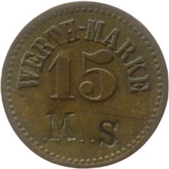 15 Pfennig Werth-Marke, Countermarked 'MS'