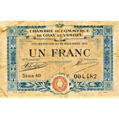 1 Franc - Chambre de Commerce de Gray et Vesoul 70