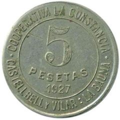5 Pesetas - Cooperativa La Constancia