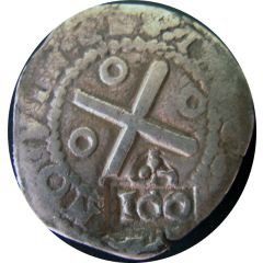 100 Réis - Afonso VI Countermark `Crowned 100` over LXXX