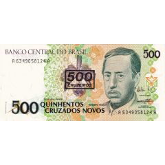 500 Cruzeiros 3rd edition, overprinted on P# 222