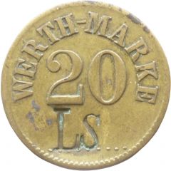 20 Pfennig Werth-Marke, Countermarked `LS`