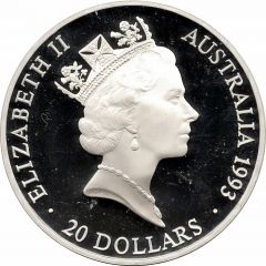 20 Dollars - Elizabeth II 3rd Portrait - Olympics 100 Years - Silver Proof