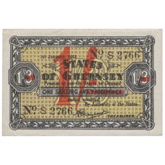 1 Shilling on 1 Shilling 3 Pence German Occupation