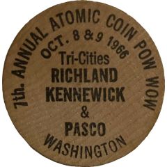 Wooden Nickel - Atomic Coin Pow Wow Washington
