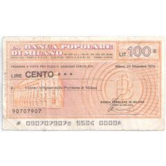 100 Lire Banca Popolare di Milano