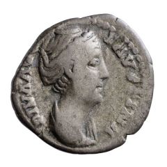 Denarius - Faustina the Elder DEDICATIO AEDIS
