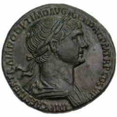 Sestertius - Trajan SENATVS POPVLVSQVE ROMANVS S C PRO AVG, Providentia