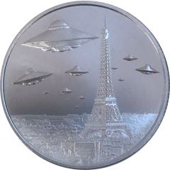 1 Ounce Silver - Intaglio Mint UFOs over Paris