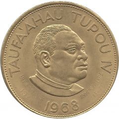 2 Pa`anga - Taufa`ahau Tupou IV Countermarked - INVESTITURE