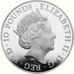 10 Pounds - Elizabeth II The Queen`s Beasts Completer, Silver Piedfort