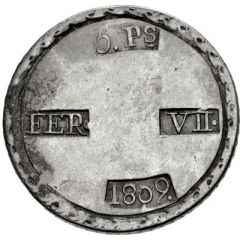 5 Pesetas Tarragona, raised points