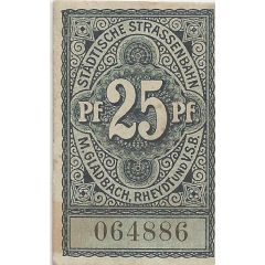 25 Pfennig Städtische Straßenbahn Mönchengladbach, Rheydt, Vereinigte Städtebahn