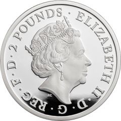 2 Pounds - Elizabeth II 5th portrait, 1 oz Fine Silver