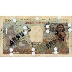 1000 Francs B.I.C overprint