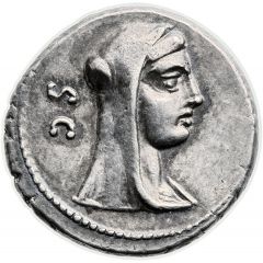 Denarius Sulpicia: Publius Sulpicius Galba, S•C / AE CVR P•GALB