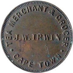 Token - JW Irwin Tea Merchant and Grocer Cape Town