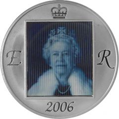 Base Medal: HRM Queen Elizabeth II 80th Birthday Lenticular Silver Medal Hologram Coin