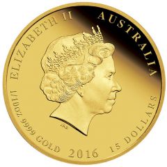 15 Dollars - Elizabeth II 4th Portrait - Year of the Monkey - Gold Bullion Coin