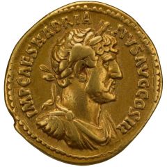 Aureus - Hadrian ANN DCCCLXXIIII NAT VRB P CIR CON, Genius
