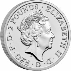 2 Pounds - Elizabeth II 5th portrait, 1 oz Fine Silver